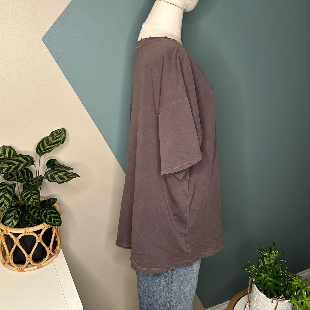 Treasure & Bond Distressed Raw Hem Tee Grey Relaxed Fit Minimalist T-Shirt Large - Picture 4 of 11